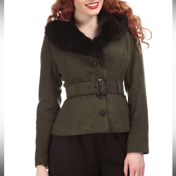 🍄HOST PICK🍄Molly Jacket in Green by Collectif, Size 2XL, Green, NWT - Picture 3 of 9